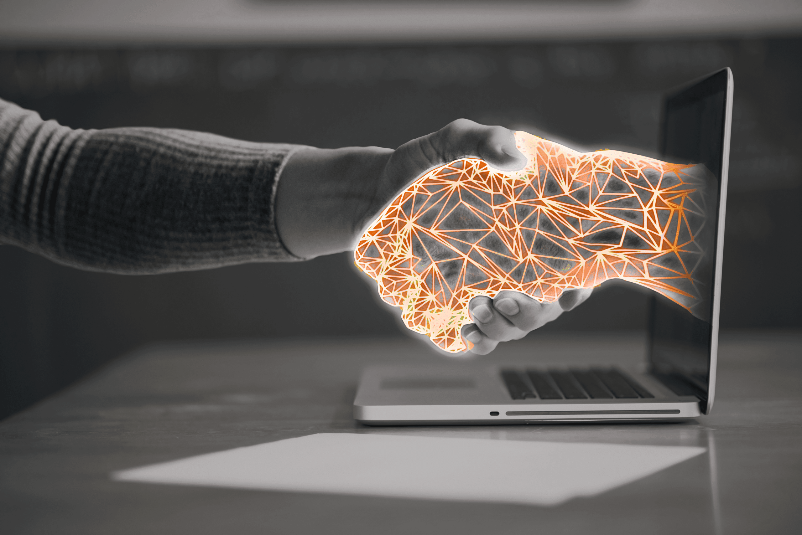 A handshake with a digital hand. » admin by request