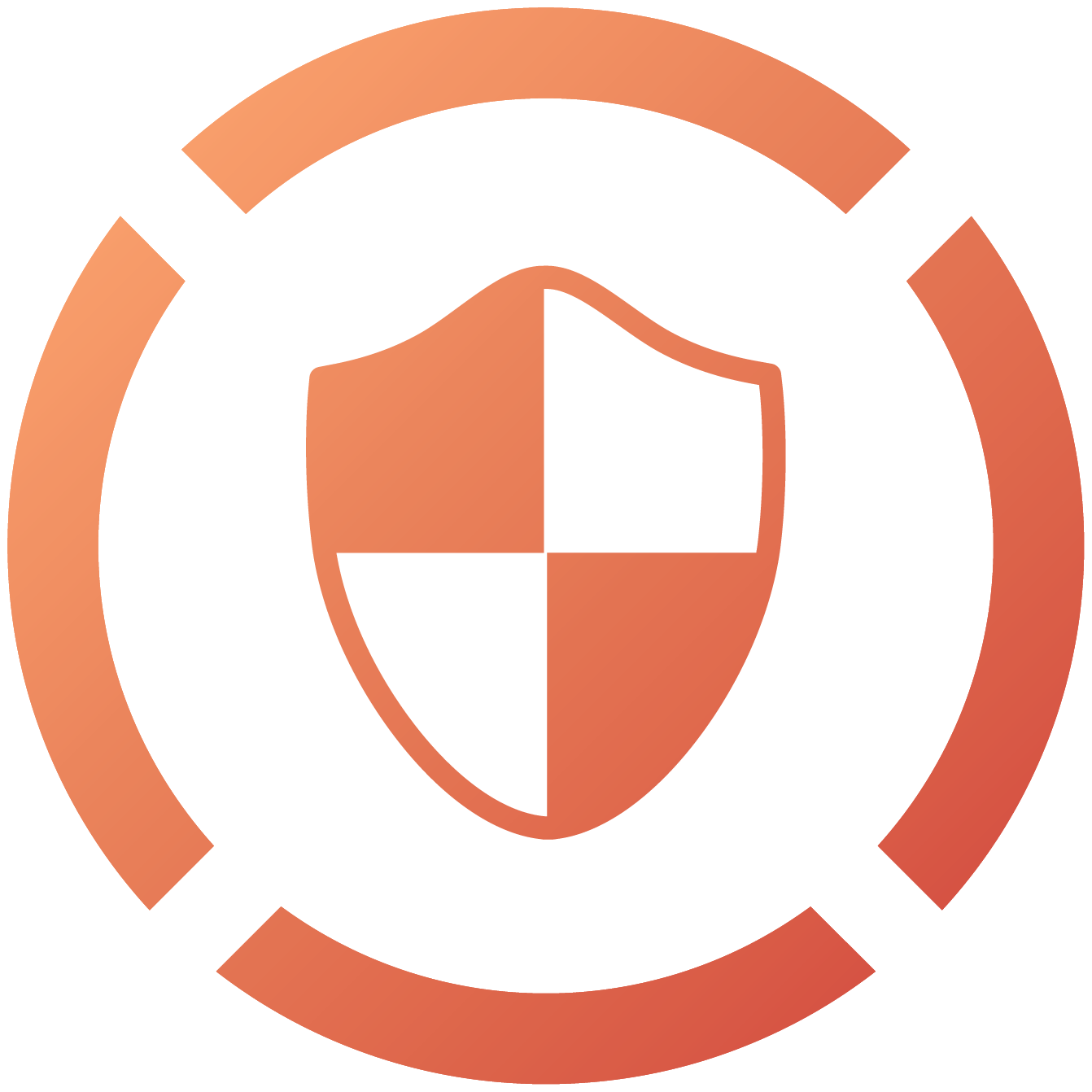 Gradienticons-01 » admin by request Orange shield in a broken orange circle. » admin by request