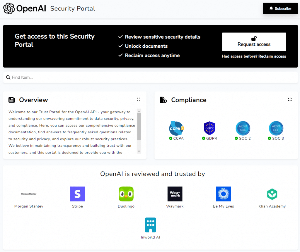 Open-ai-trust-portal » admin by request How do we use chatgpt. Info on openai.