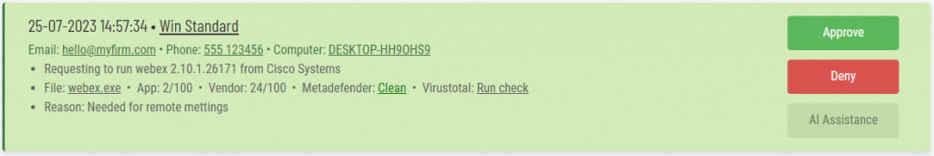 Runas-install-webex-4-request-with-ai-button » admin by request How do we use chatgpt. The feature in the admin by request admin portal requests page.