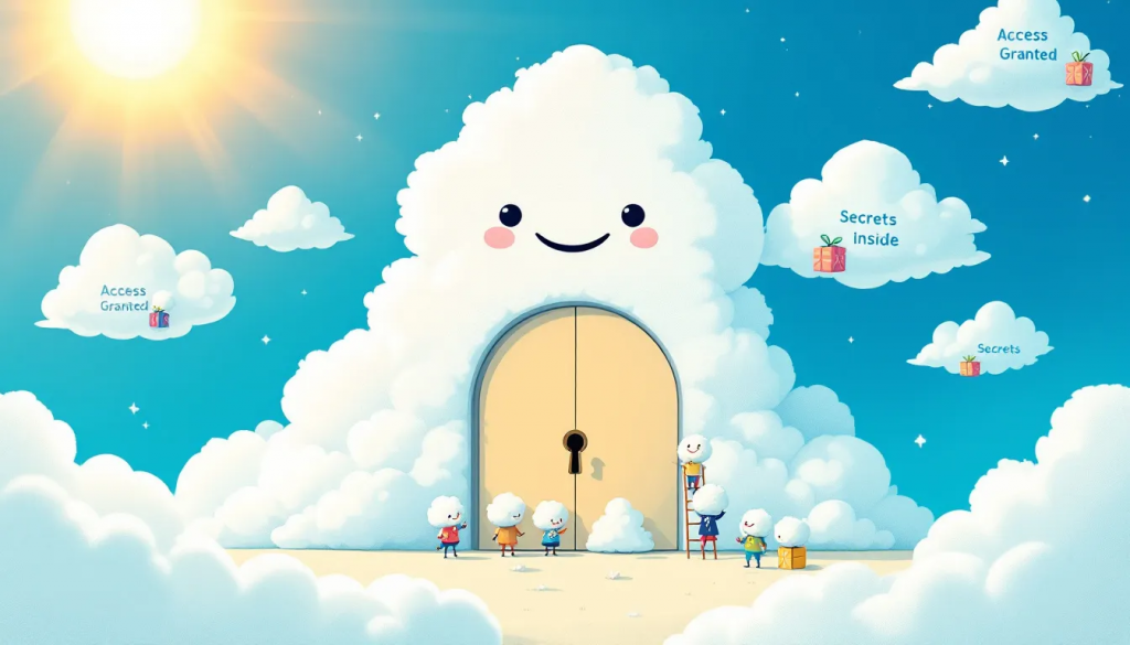 Pam cloud 1 » admin by request An illustration representing cloud privileged access management.