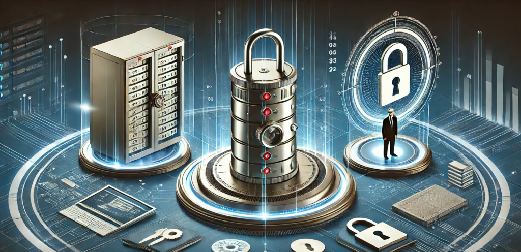 What is pam » admin by request A privileged access management depiction featuring a complex padlock